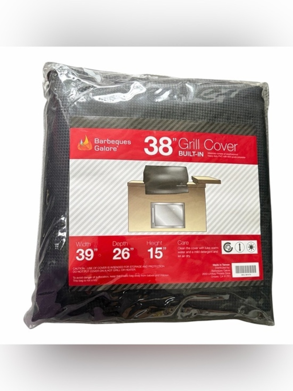 Barbeques Galore 38”Black Grill Cover - Built-In